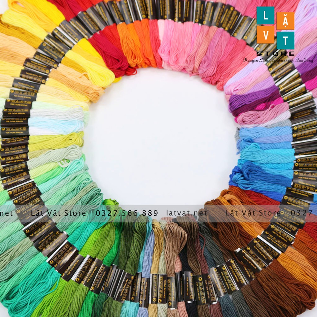 Set chỉ thêu 50-100 màu ngẫu nhiên, sợi chỉ cao cấp màu sắc chân thực