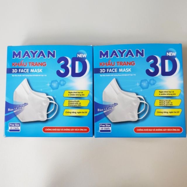 Khẩu Trang Người Lớn Mayan 3D Hộp 10 Cái