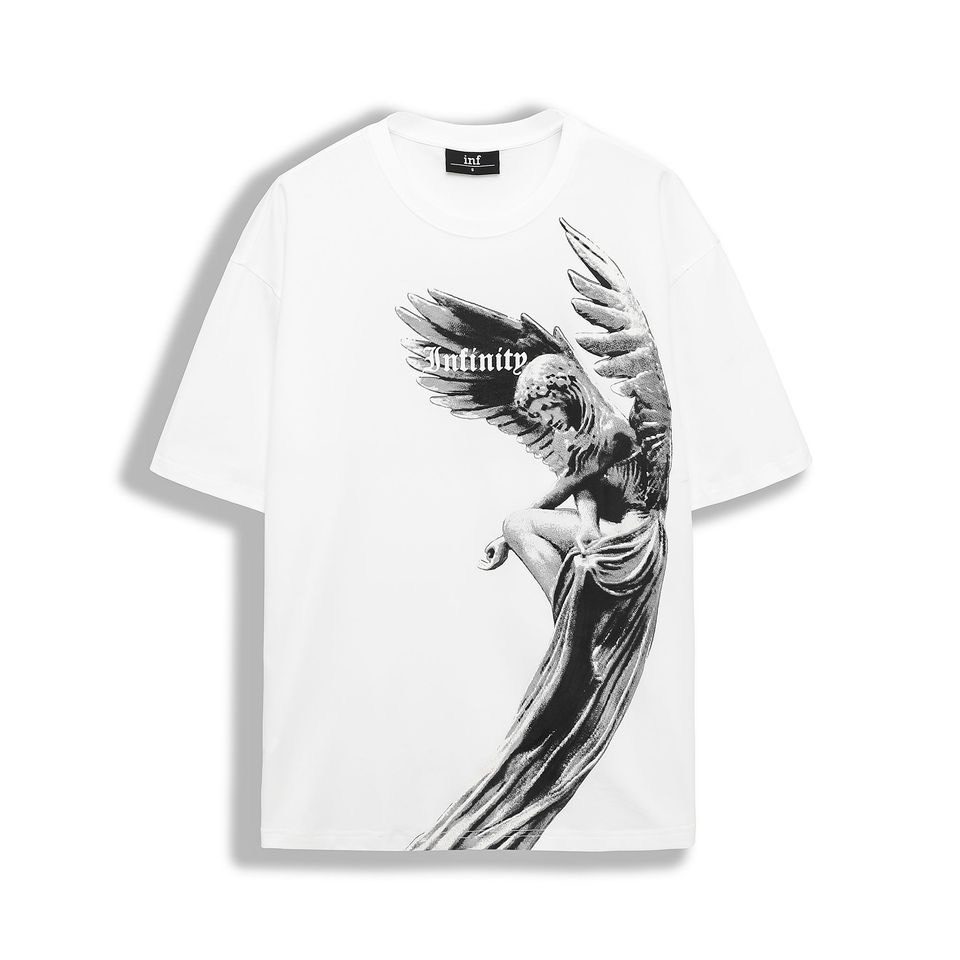 Áo Thun Nam Cổ Tròn INF In Hình Thiên Thần,Vải Cotton Co Giãn Form Regular AT010106 ,Somehowstore