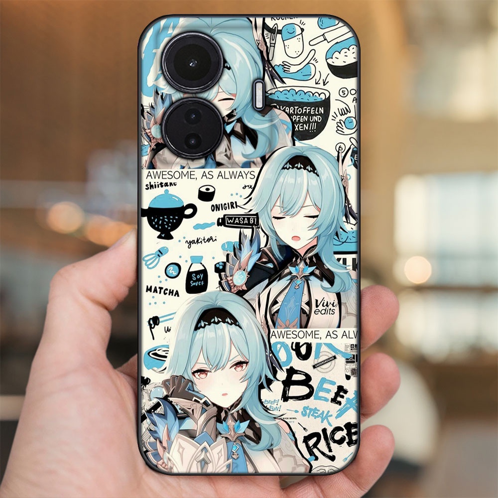 Ốp lưng Vivo T1 5G viền đen in hình Eula Genshin Impact