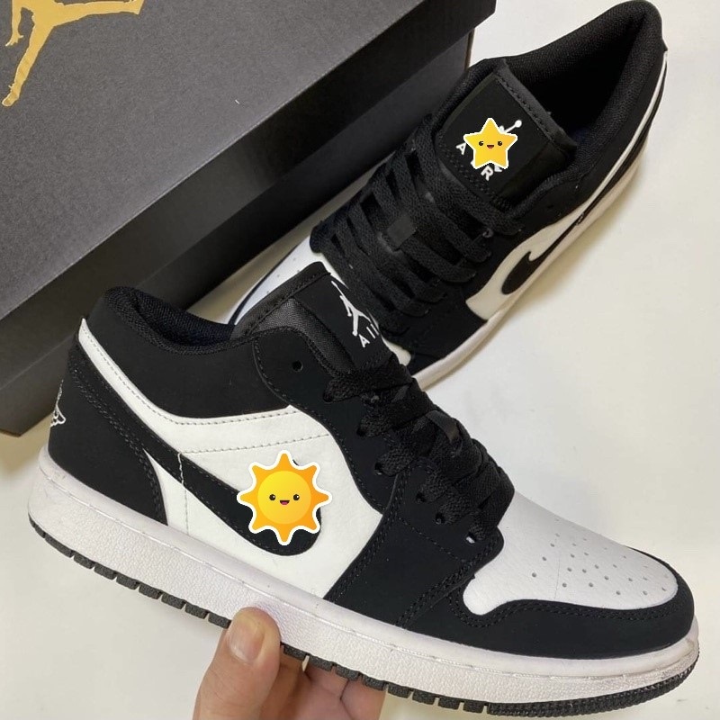 Giày thể thao jordan1 low panda, giày sneaker jd1 đen trắng cổ thấp hàng cao cấp full box bill