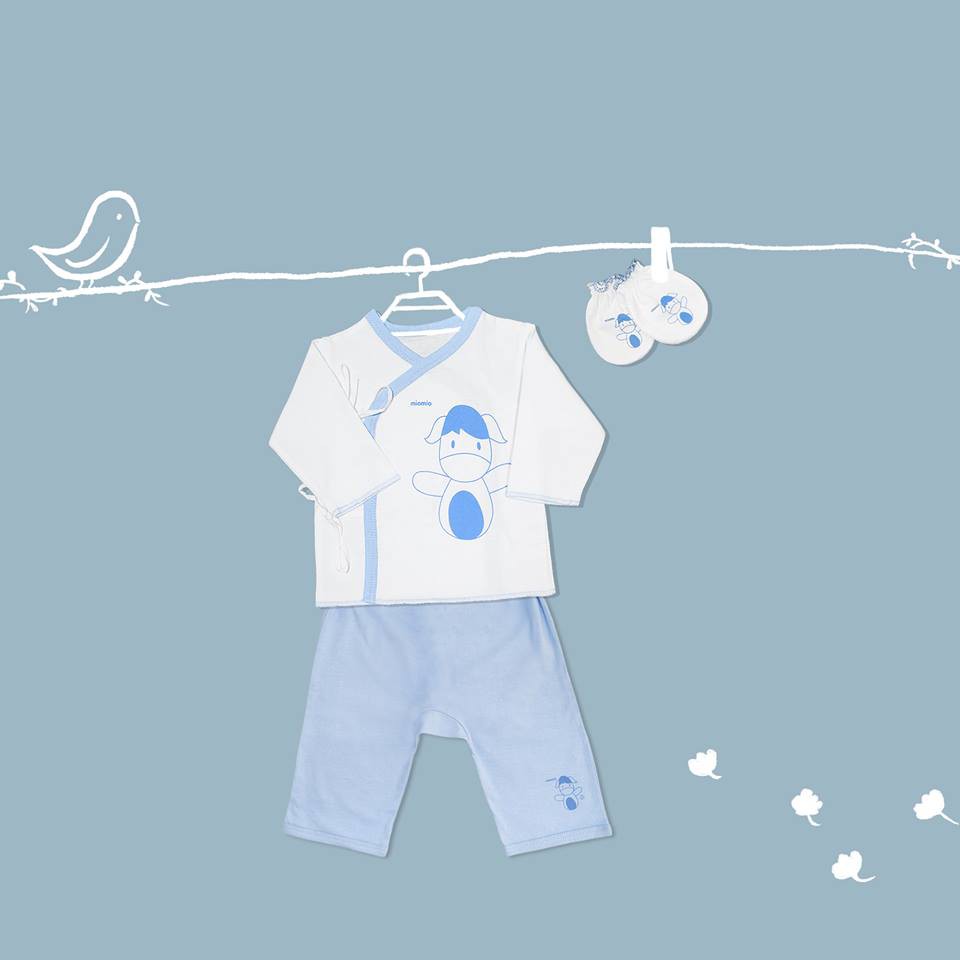 Bộ Sơ Sinh Dài Tay Cài Chéo MIOMIO. In Thỏ Chó, Cho Bé Gái Bé Trai Từ 0 -12 Tháng, 100% Cotton Cao Cấp