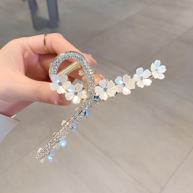 Haimeikang Kẹp tóc hình hoa đính kim cương nhân tạo phong cách Hàn Quốc cho nữ