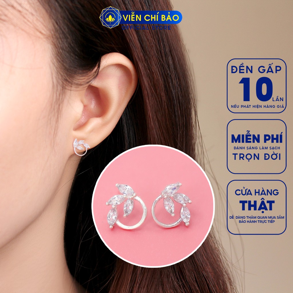 Bông tai bạc nữ Vòng nguyệt quế chất liệu bạc 925 thời trang phụ kiện trang sức nữ Viễn Chí Bảo B400484