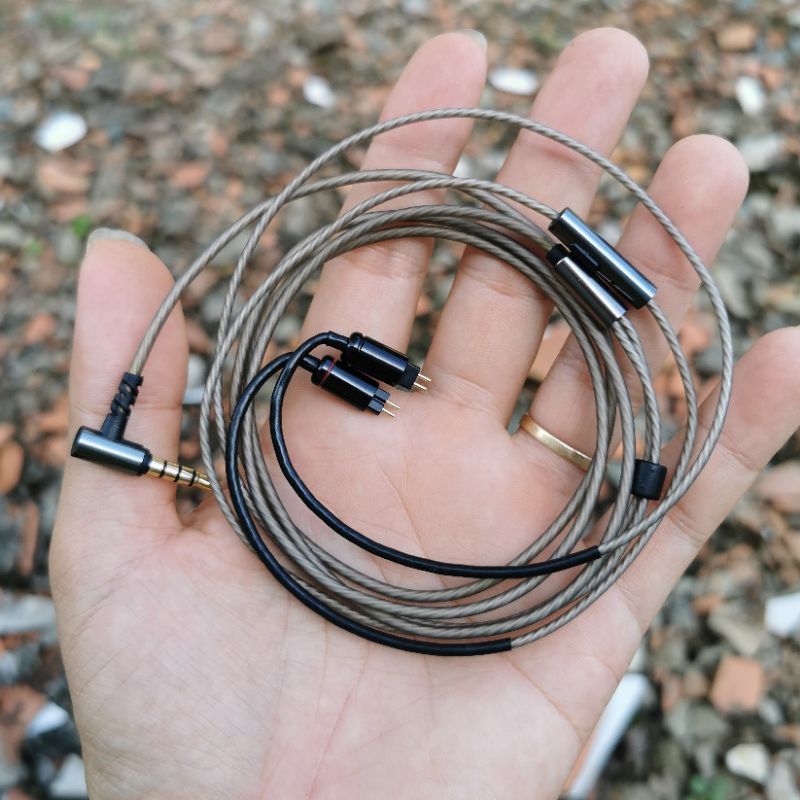 Cáp đồng ofc mạ bạc cho tai nghe shure mmcx, 2pin, IE80s với microphone.