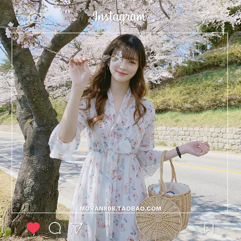 (ORDER) Váy hoa dáng dài thắt eo MORAN Hàn Quốc 2020 | BigBuy360 - bigbuy360.vn