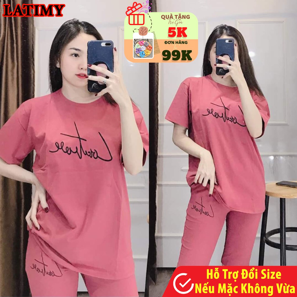 Đồ Bộ Thun Nữ Set Đồ Bộ Quần Lửng Ngố Mặc Nhà Cotton 4 Chiều Thêu CHỮ KÝ LỬNG JULYNA QL11