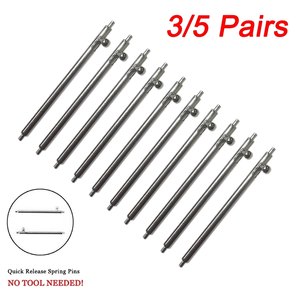 Bộ 1/3/5 cặp chốt lò xo inox thao tác nhanh chuyên dụng cho dây đeo đồng hồ 18mm 20mm 22mm 22.5mm 23mm