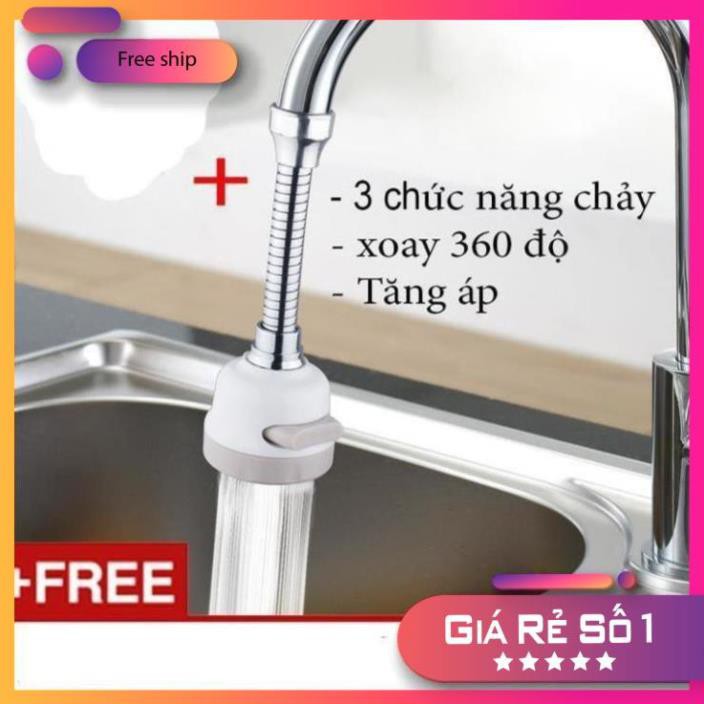 vòi nước rửa bát inox tăng áp xoay 360 độ 3 chế độ