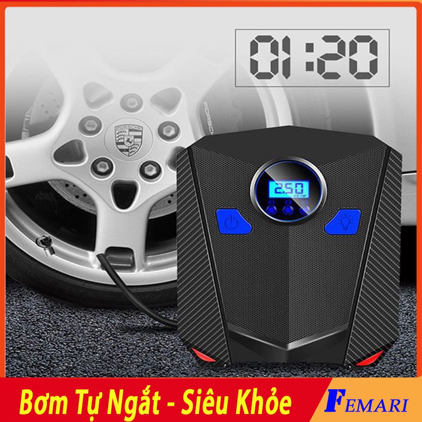 Máy bơm lốp ô tô, xe hơi AIKESI - Máy bơm lốp  tự ngắt 12V Hàng Chính Hãng