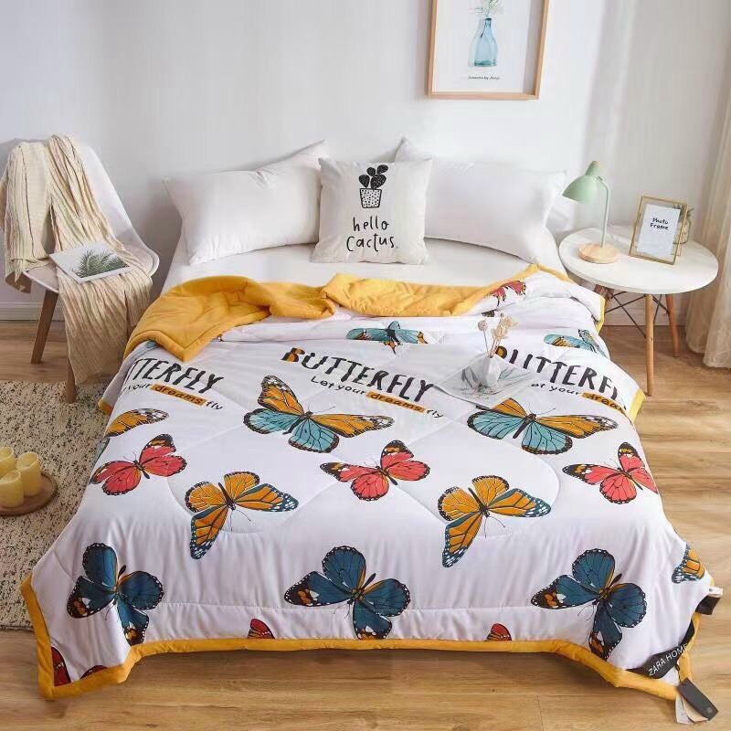 Chăn Hè Cotton Đũi Zara Home Hoạ Tiết Hoa Lá, Chất Đũi Siêu Mềm Mịn