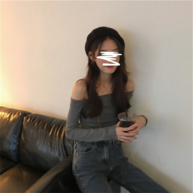 Áo kiểu trễ vai SUXI tay dài đơn giản thời trang mùa hè quyến rũ cho nữ