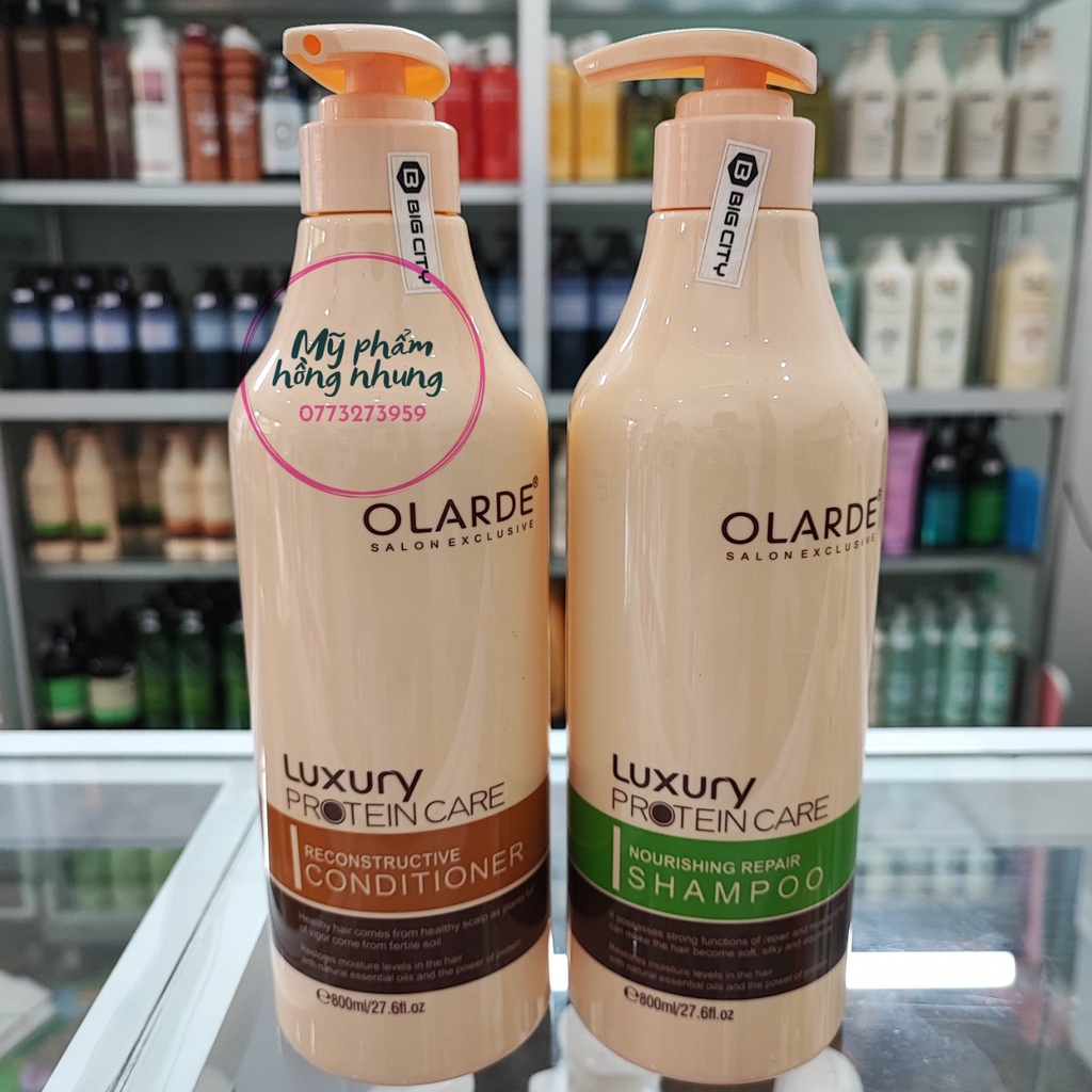 Cặp Dầu Gội Xả Siêu Mượt OLARDE - LUXRY PROTEIN CARE Cao Cấp 800ml x 2