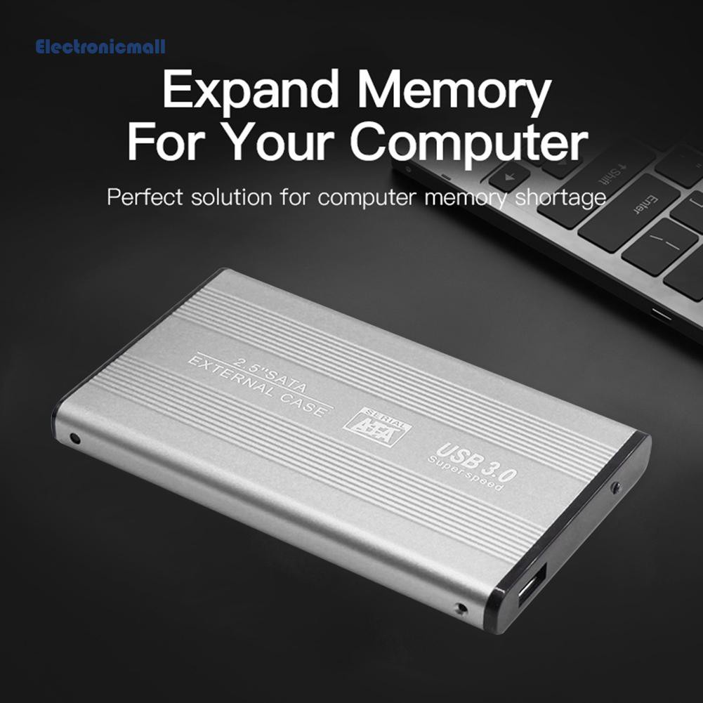 ElectronicMall01 2.5 inch Hard Drive Enclosure SATA to USB 2.0 Aluminum External SSD Enclosure