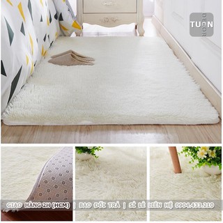 Thảm trải sàn lông xù cao cấp màu Trắng 1m6x1m 