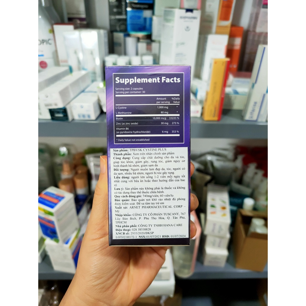 Cystine Plus 60v - Viên uống đẹp da, giảm mụn, dưỡng tóc khỏe đẹp