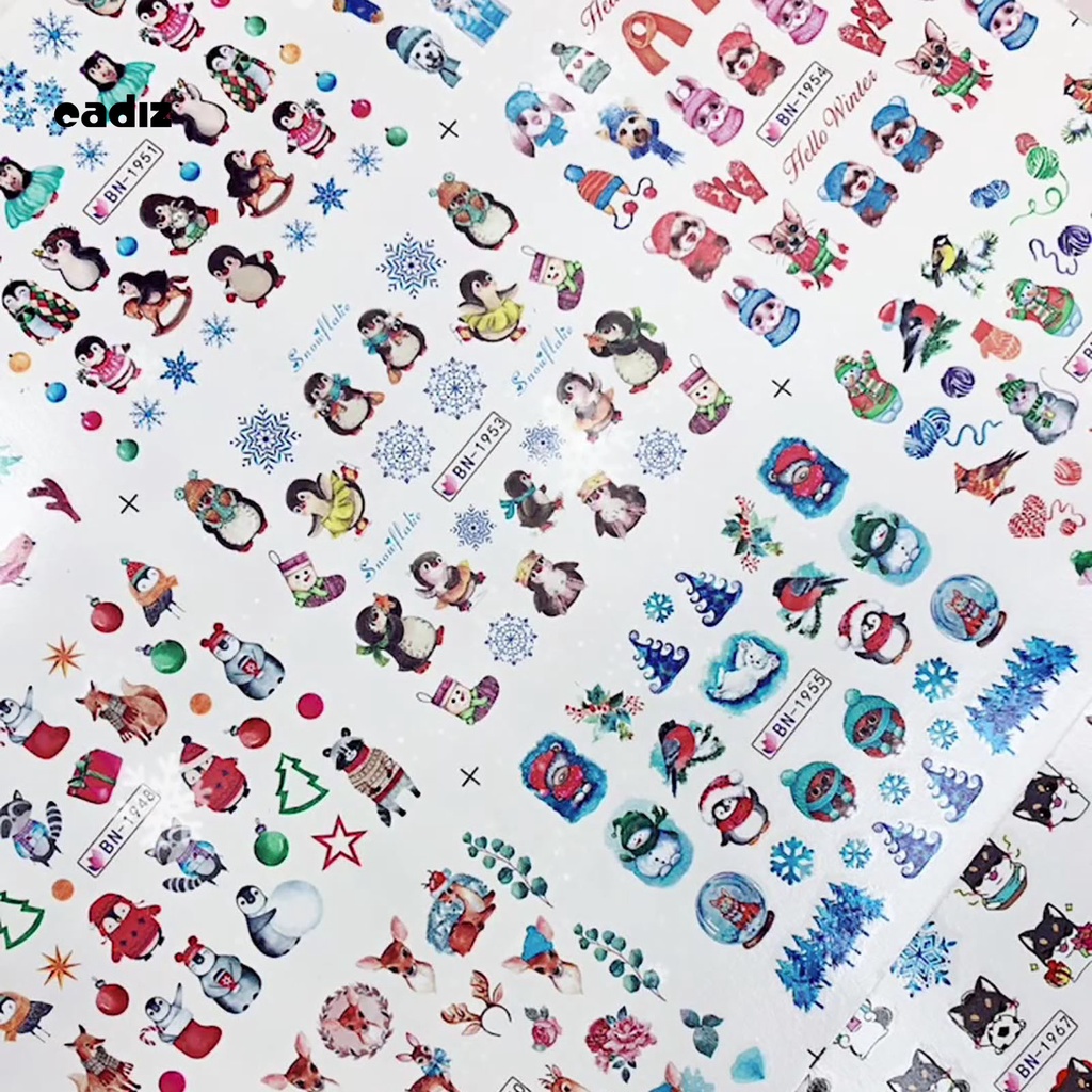 [Hàng mới về] Miếng dán trang trí móng tay nhiều màu sắc chủ đề giáng sinh