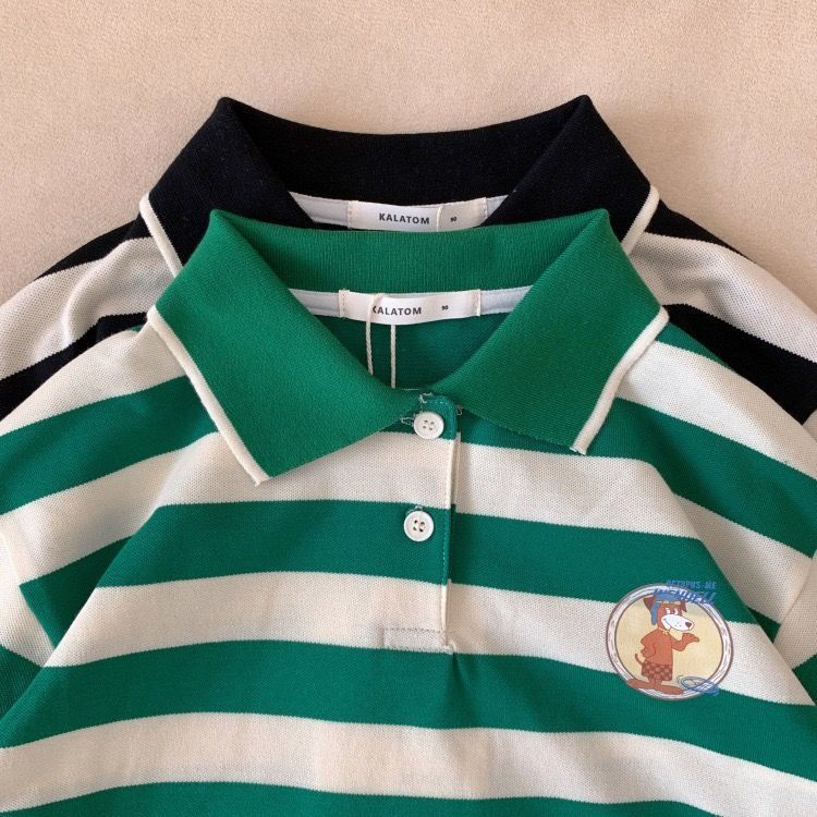 Áo Thun polo Cotton Nguyên Chất Ngắn Tay Họa Tiết Hoạt Hình Phong Cách Phương Tây Nhật Hàn Cho Bé Trai Gái