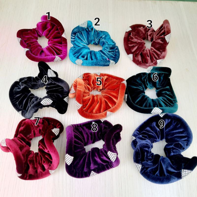 Cột tóc nhung đính xoàn kiểu nhiều màu N750