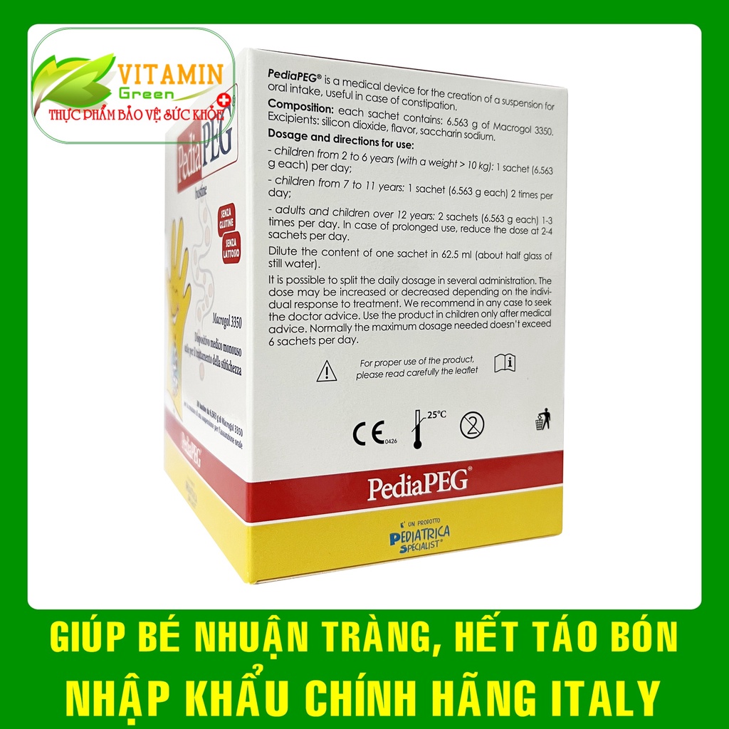 PediaPEG giúp bé nhuận tràng hết táo bón  | Nhập khẩu chính hãng Italy