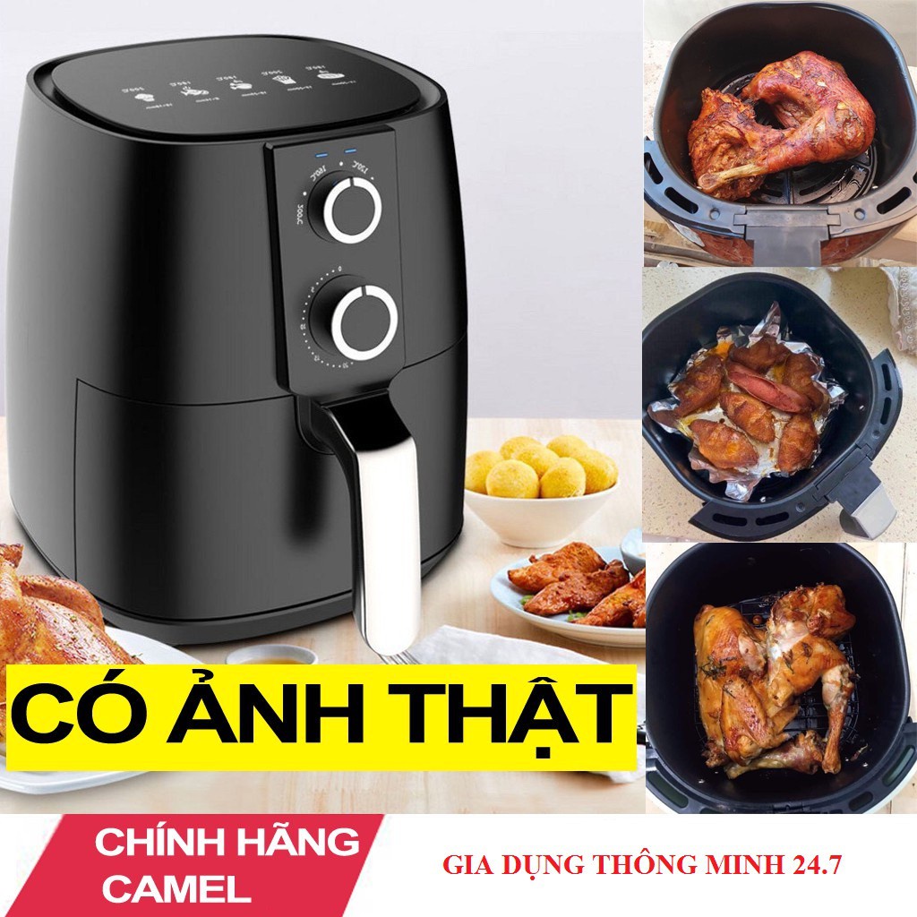 Nồi chiên không dầu CAMEL dung tích 5 Lít, 6 Lít mới 2021 Nồi chiên không dầu cao cấp Techzone chế độ hẹn giờ đa nhiệt