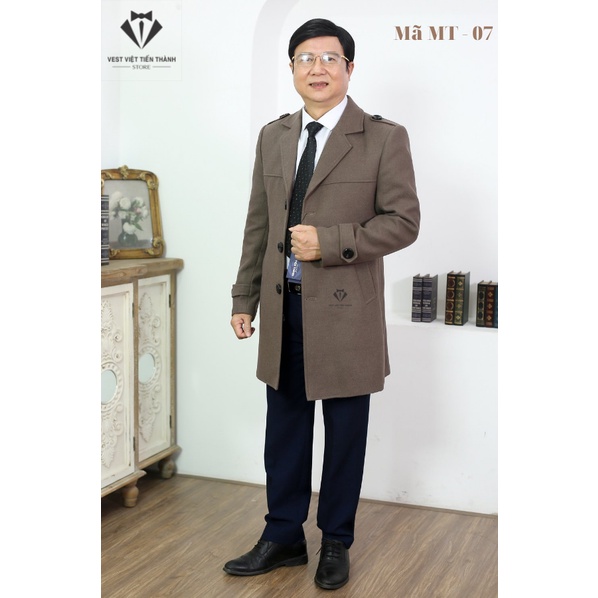 Áo măng tô nam trung tuổi dạ lông cừu nhập khẩu hàn quốc cao cấp vest việt tiến thành