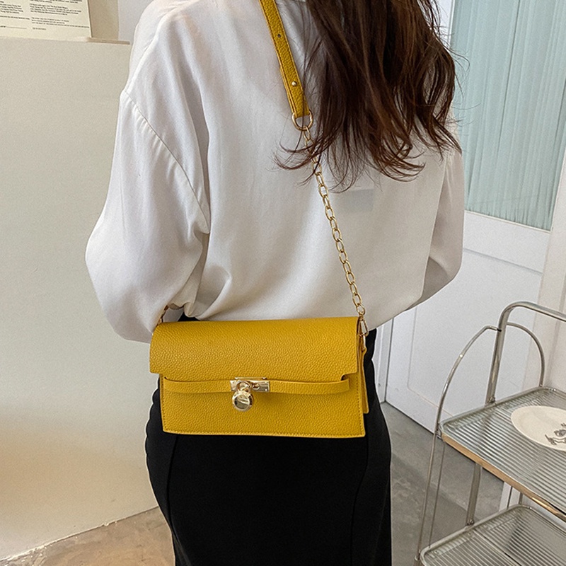 Túi Đeo Chéo Hình Vuông Cỡ Nhỏ Phối Dây Đeo Sợi Xích Thời Trang Cho Nữ