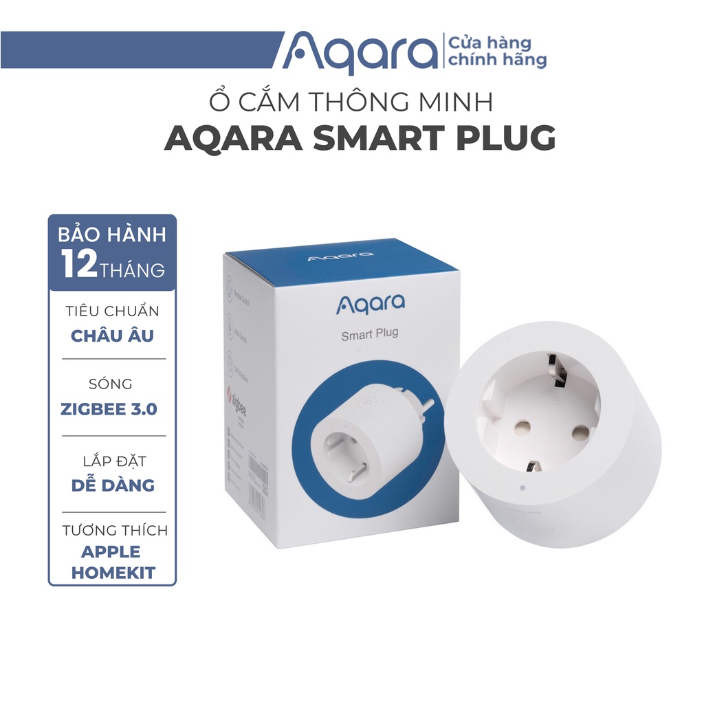 Ổ cắm điện thông minh tiêu chuẩn châu Âu Aqara Smart Plug (EU) SP-EUC01 - Cần trang bị Hub, Tương thích Apple HomeKit