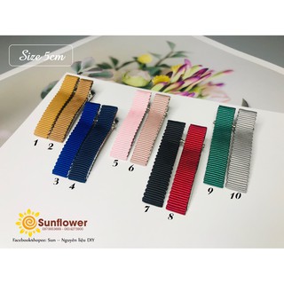 Set 2 kẹp vịt cong bọc ruy băng gân viền cong cao cấp size 4.5cm
