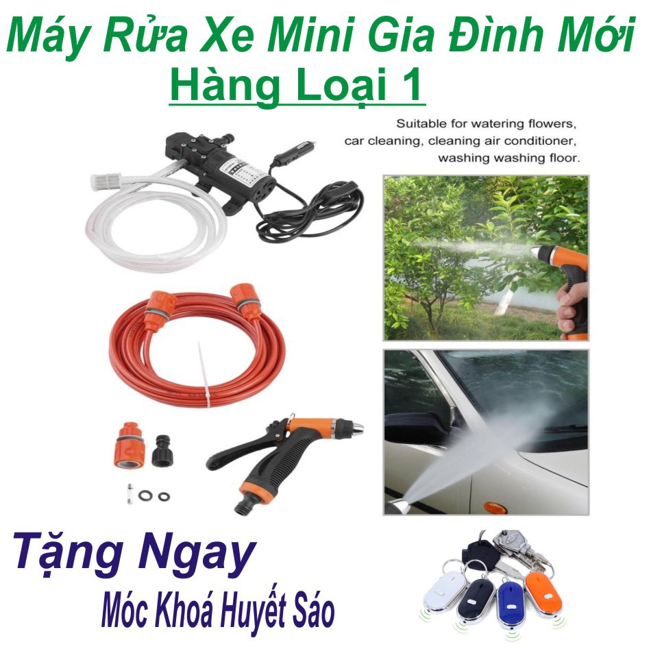 Máy rửa xe Mini Thông minh thế hệ mới với vòi xịt áp lực nước cực mạnh - Gia Đình + Tặng Móc Khoá Huyết Sáo thông Minh