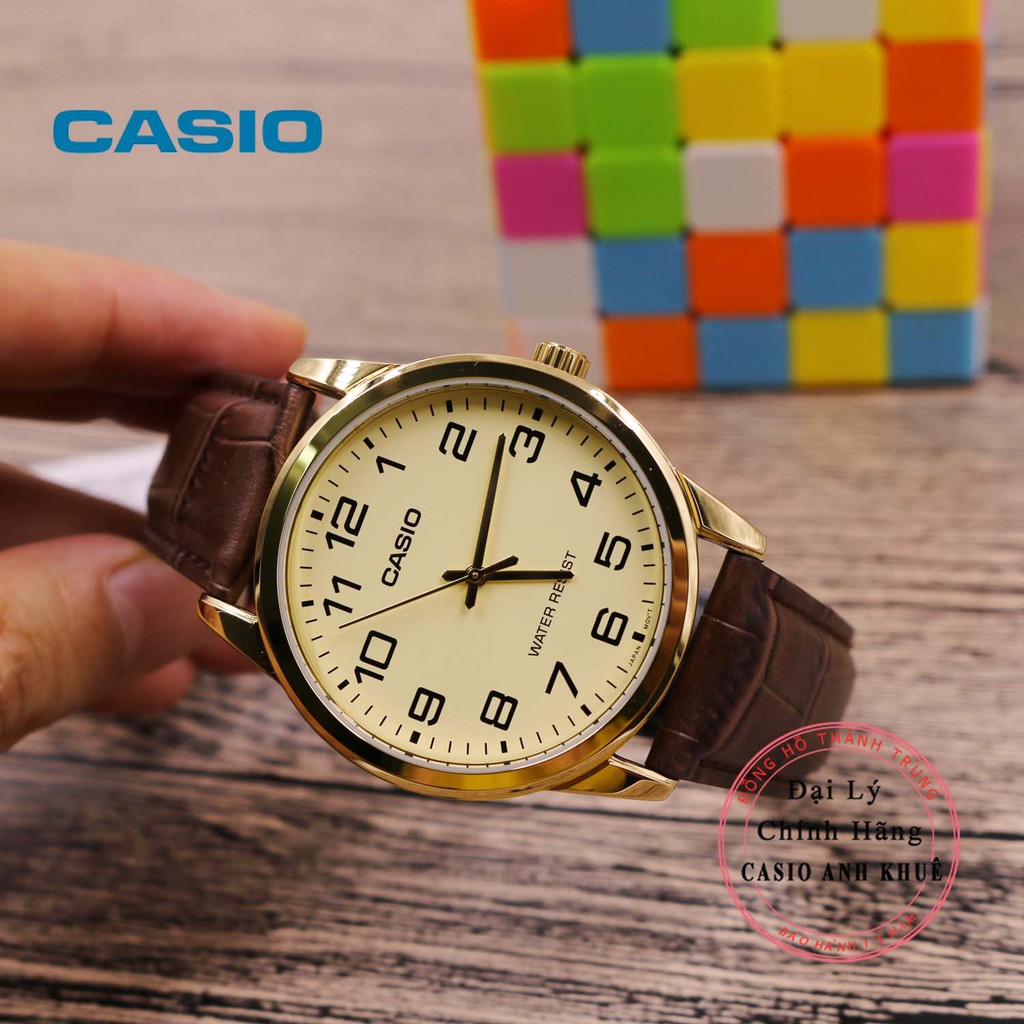 [Mã FARSBR243 giảm 15% đơn 249K] Đồng hồ nam Casio MTP-V001GL-9BUDF dây da