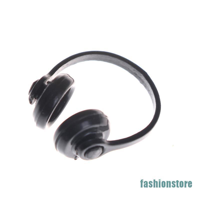 [fashionstore]1/12 Scale Dollhouse Miniature Accessories Black Earphone Headphone