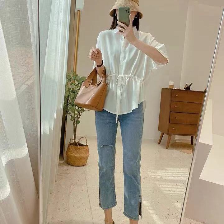 Áo sơ mi tay ngắn thời trang hè phong cách Hàn Quốc 2021 cho nữ | BigBuy360 - bigbuy360.vn
