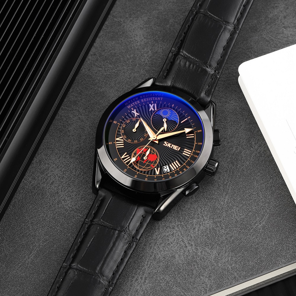 Đồng Hồ Quartz Mặt Trăng SKMEI 9236 Với Dây Đeo Da