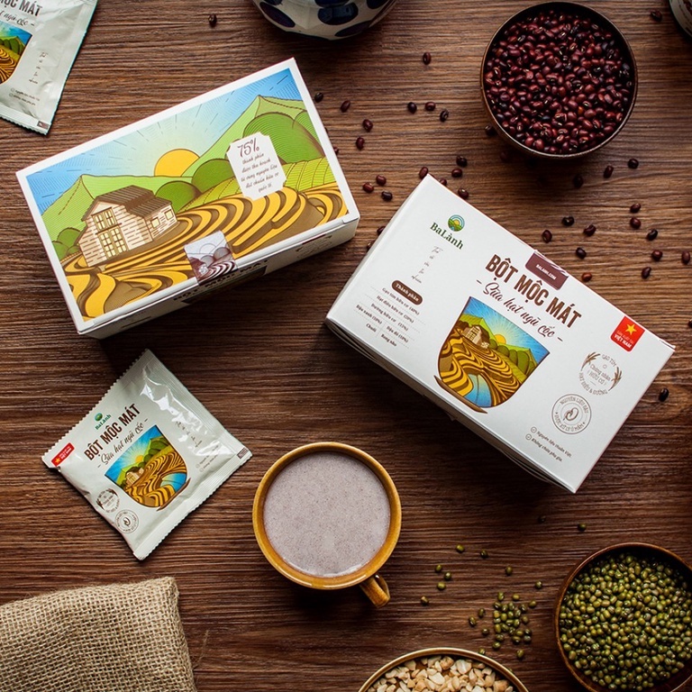 Bột sữa hạt MỘC MÁT BA LÀNH 500g (Ngũ cốc/Mạch nha/Vàng Thơm/Rau/Cacao/Không đường)