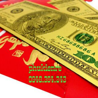 Tiền 100 USD May Mắn Mạ Vàng Plastic