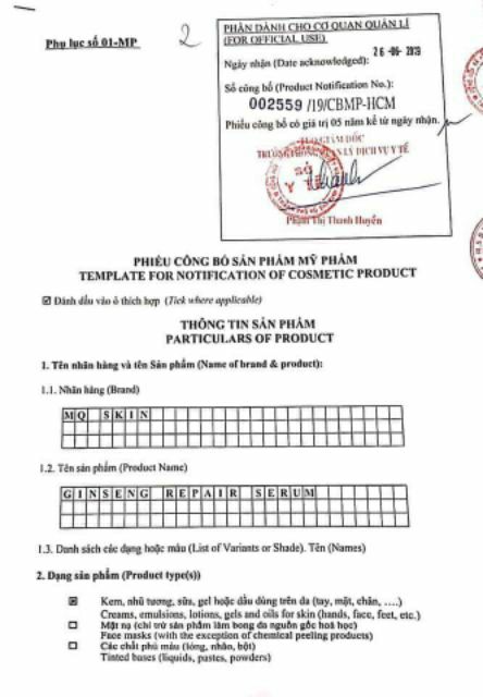 SERUM THAY DA NHÂN SÂM