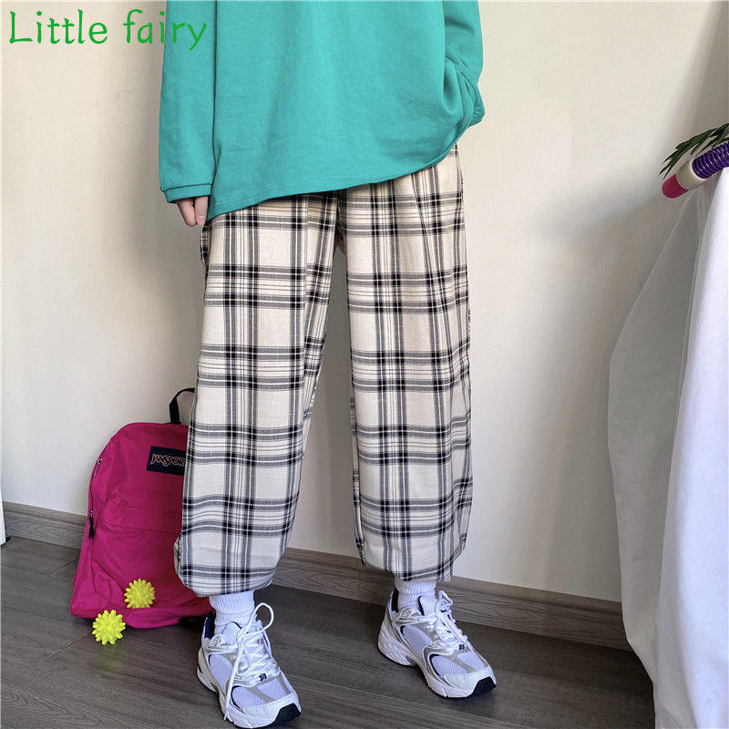 New retro wild casual plaid pants