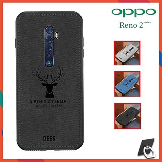 Ốp lưng bằng vải canvas + TPU hình con nai dành cho OPPO Reno 2 2F