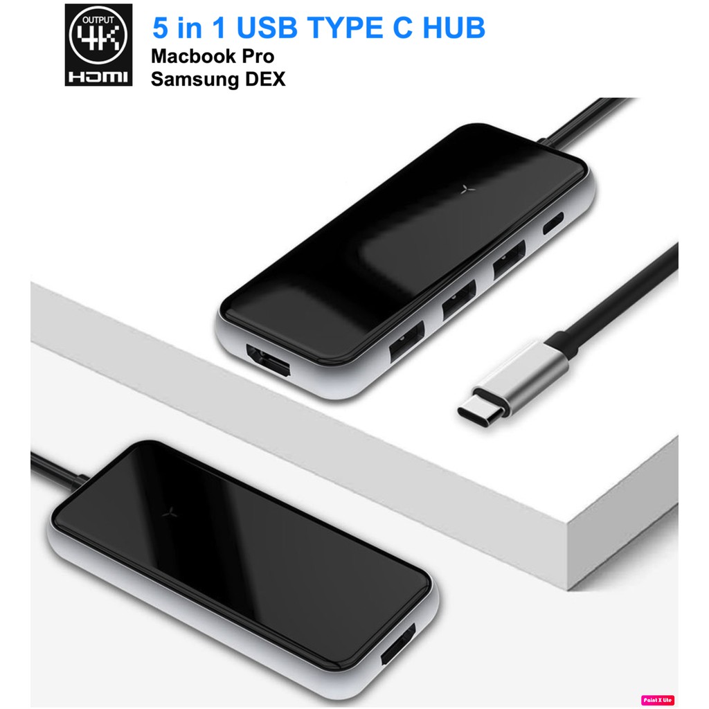 USB Type C - HUB mở rộng 4 in 1 5 in 1 HDMI, 2 USB A (hoặc 1 USB A + 1 VGA), 1 PD cho Laptop, Macbook, Samsung DEX