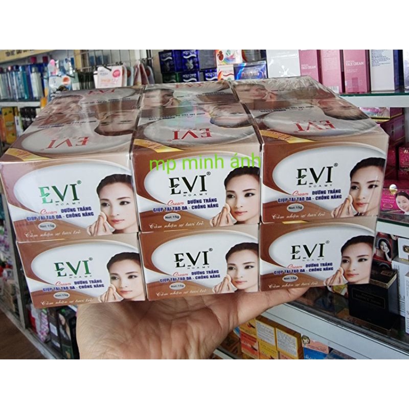 (sỉ 12 hũ) kem EVI DƯỠNG TRẮNG ,GIÚP TÁI TẠO DA CHỐNG NẮNG 15g (chuẩn cty)