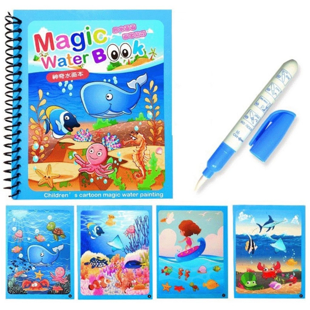 [Mã LIFEBOOK2 giảm 10% đơn 0Đ] Sổ Nước Magic Water, Sổ Tô Màu Nước Thần Kỳ Kèm Bút Vẽ Chọn Mẫu