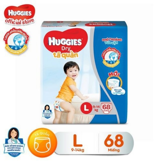 Tã quần Huggies Dry size L 68 miếng