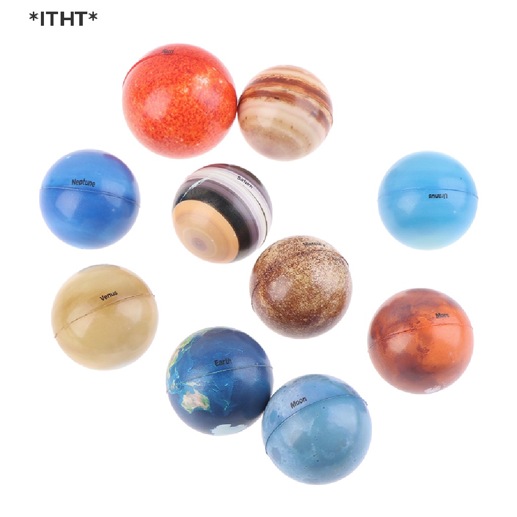 Bộ 9 Bóng Cao Su 6.3cm Hình Tám Hành Tinh Mặt Trời Mặt Trăng Trái Đất Giúp Giảm Căng Thẳng