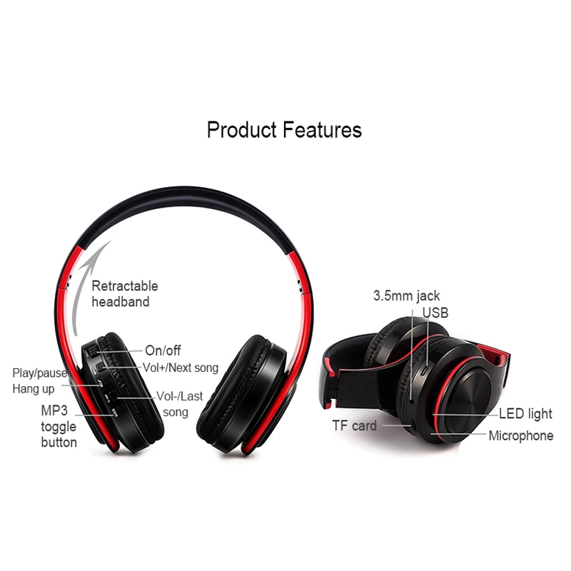 Tai nghe Basspal LPT660 bluetooth không dây có thể gấp gọn hỗ trợ nghe MP3 có micro tiện dụng