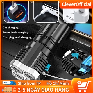 Đèn pin LED công suất cao 4 chế độ chuyển đổi Đèn pin xenon siêu sáng Ngoài trời Đèn chiếu sáng từ xa nhỏ USB Đèn pin LE