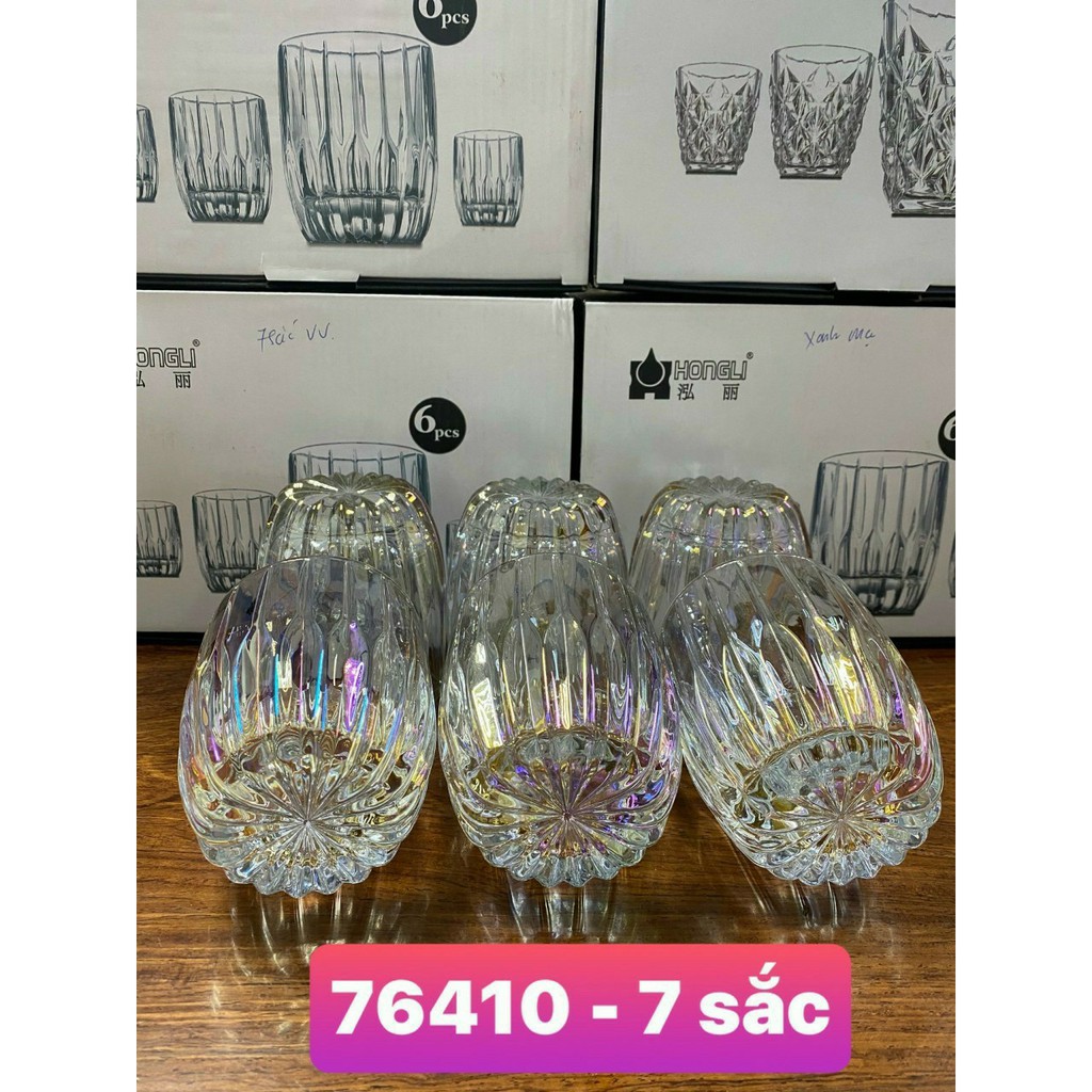 Set 6 cốc thủy tinh sắc màu lạ mắt