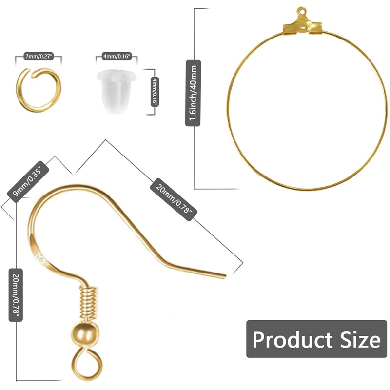 Bộ Móc Làm Bông Tai DIY Màu Vàng Đồng