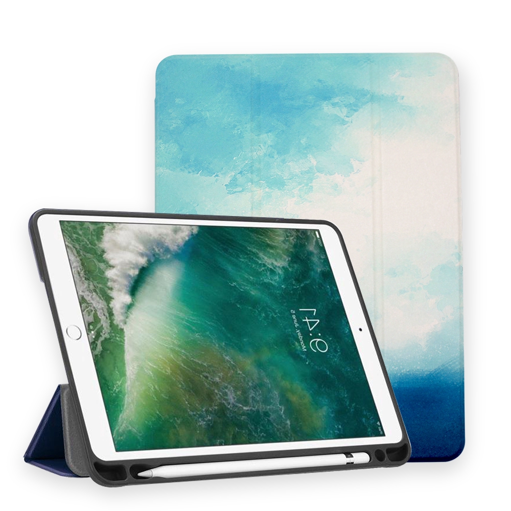 Ốp máy tính bảng nắp gập có chế độ tắt/mở tự động & ngăn đựng bút dành cho Apple iPad thế hệ 6/iPad 9.7 2018/2017