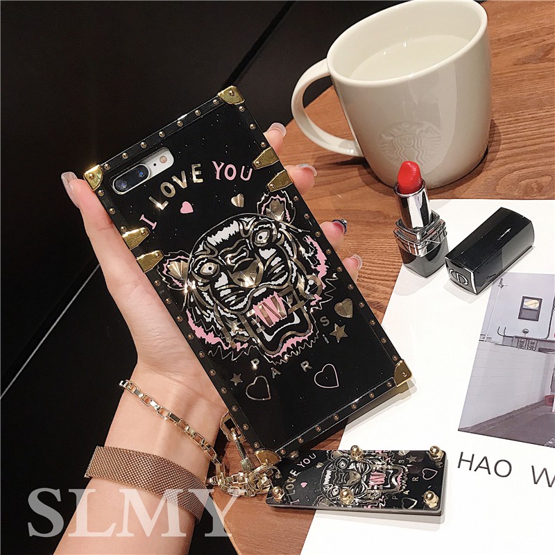 Ốp Điện Thoại Hình Vuông Họa Tiết Chú Hổ Sang Trọng Cho iphone 15 14 13 12 11 pro max xs max xr 7 8 plus 6s 6plus